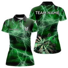 Load image into Gallery viewer, Thunder Lightning Green Darts Shirt With Pocket For Women Custom Dart Jerseys TDM3314
