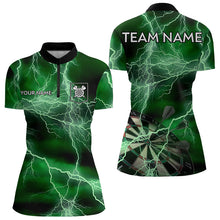 Load image into Gallery viewer, Thunder Lightning Green Darts Shirt With Pocket For Women Custom Dart Jerseys TDM3314