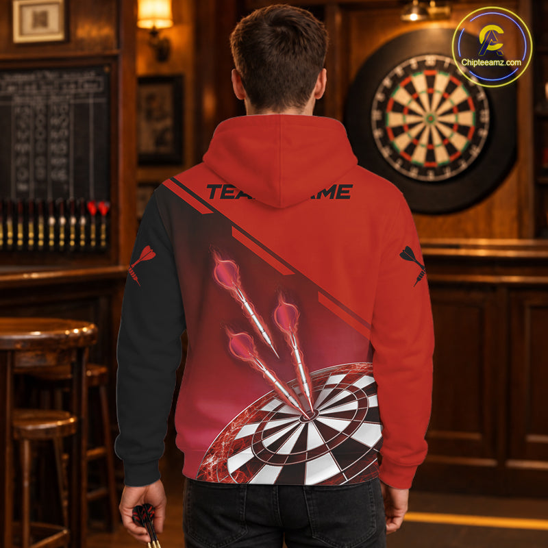 Personalized Red Darts Hoodie Shirt For Men And Women Custom Darts Jersey Team Uniform TDM3085