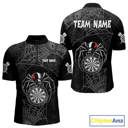 Funny Black Dartboard Spider Web Darts Shirt For Men Custom Halloween Darts Jerseys Outfit TDM4447