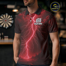 Load image into Gallery viewer, Red Lightning Thunder Cobra Darts Shirt For Men Custom Darts League Team Jersey Polo & 1/4 Zip TDM4894