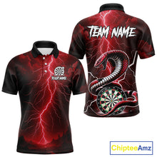 Load image into Gallery viewer, Red Lightning Thunder Cobra Darts Shirt For Men Custom Darts League Team Jersey Polo & 1/4 Zip TDM4894