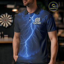 Load image into Gallery viewer, Blue Lightning Thunder Cobra Darts Shirt For Men Custom Darts League Team Jersey Polo & 1/4 Zip TDM4895