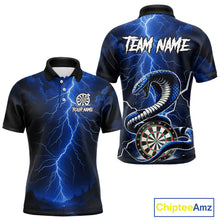 Load image into Gallery viewer, Blue Lightning Thunder Cobra Darts Shirt For Men Custom Darts League Team Jersey Polo & 1/4 Zip TDM4895