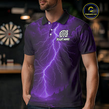 Load image into Gallery viewer, Purple Lightning Thunder Cobra Darts Shirt For Men Custom Darts League Team Jersey Polo & 1/4 Zip TDM4896