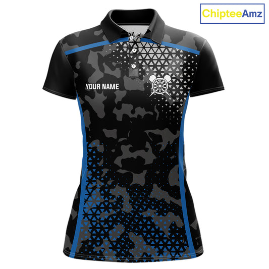Black And Blue Camo Dart Shirt With Pocket Option For Women Custom Dart Jersey TDM5828