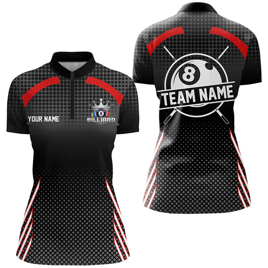 Personalized Billiard Tournament Pool Shirts For Women, Best Custom 8 Ball Billiard Team Jerseys |Red TDM2131