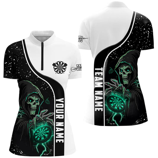Turquoise Grim Reaper Darts Women Polo & Quarter-Zip Custom Darts Shirts For Team Darts Jerseys TDM2627