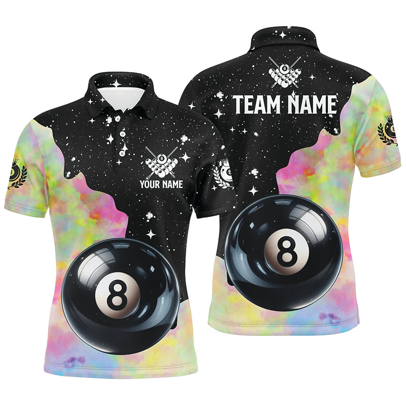 Personalized Colorful 8 Ball Pool Men Billiard Polo Shirts, Team League Billiard Shirts TDM1016