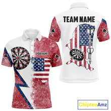 Load image into Gallery viewer, Personalized Grunge American Flag Men's Dart Shirts Custom Patriotic Darts Team Jersey |White TDM4906