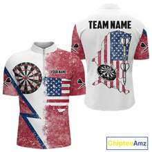 Load image into Gallery viewer, Personalized Grunge American Flag Men's Dart Shirts Custom Patriotic Darts Team Jersey |White TDM4906