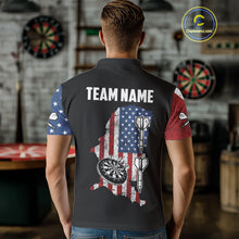 Load image into Gallery viewer, Personalized Grunge American Flag Men's Dart Shirts Custom Patriotic Darts Team Jersey Polo & 1/4 Zip TDM4907