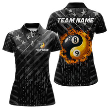 Load image into Gallery viewer, Black US Flag Ying And Yang 8 Ball & 9 Ball Custom Billiard Shirts For Women Funny Billiard Jerseys  TDM3357