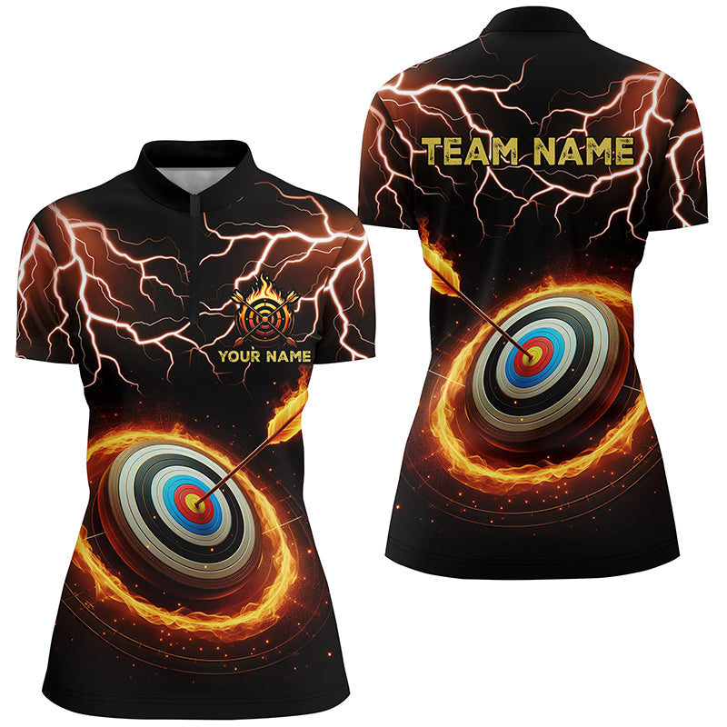 Personalized Fire Archery Target Thunder Lightning Custom Women Archery Polo Shirts, Archery Jerseys TDM1028