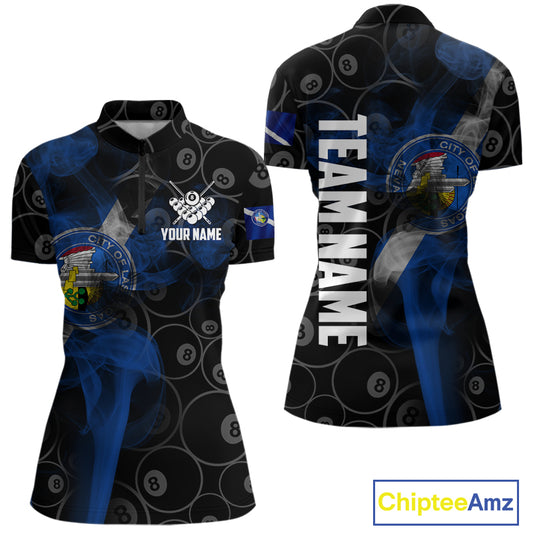 Personalized Las Vegas Flag Smoke Billiard Shirt For Women Custom 8 Ball Pool Team Jerseys TDM4287