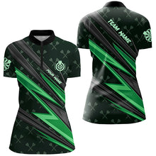 Load image into Gallery viewer, Personalized Green Dart Jerseys Women Dart Polo & Quarter Zip Shirt Custom Team League Dart Shirt TDM3369