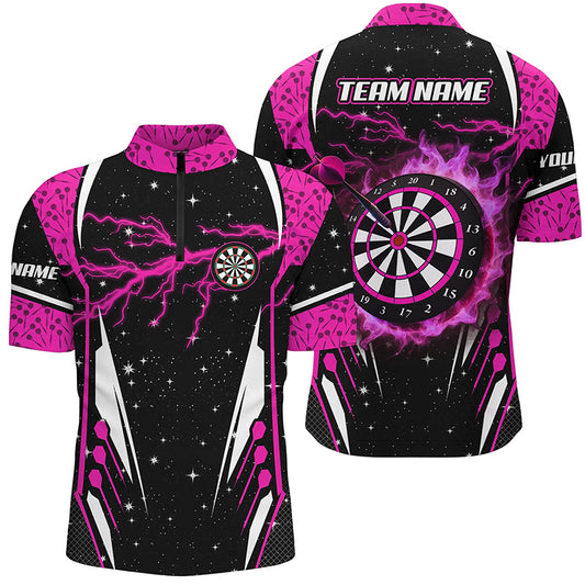 Personalized Thunder Lightning Pink Dart Jerseys Shirts For Men Custom Team League Darts Shirts TDM2148