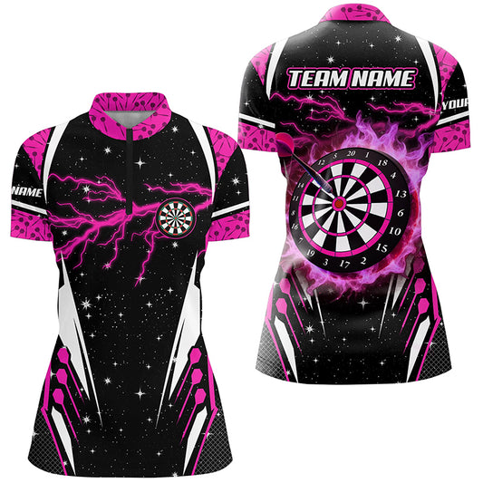 Personalized Thunder Lightning Pink Dart Jerseys Shirts For Women Custom Team League Darts Shirts TDM2148