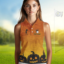 Load image into Gallery viewer, Personalized Funny Spider Golf Sleeveless Polo Shirt Custom Halloween Ladies Golf Outfit TDM4924