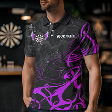 Load image into Gallery viewer, Purple Arrow Wings Custom Darts Shirt For Men, Darts Jerseys Pocket Option TDM3669
