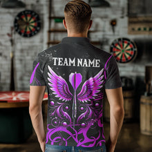 Load image into Gallery viewer, Purple Arrow Wings Custom Darts Shirt For Men, Darts Jerseys Pocket Option TDM3669
