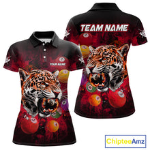 Load image into Gallery viewer, Funny Panther Flaming 8 Ball Billiard Pool Shirt For Women Custom Billiard Team Jerseys |Red TDM3825