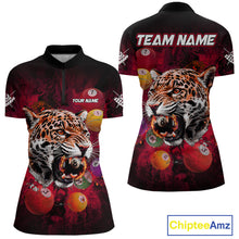Load image into Gallery viewer, Funny Panther Flaming 8 Ball Billiard Pool Shirt For Women Custom Billiard Team Jerseys |Red TDM3825