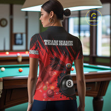Load image into Gallery viewer, Personalized Eagle 8 Ball Pool Billiard Shirt For Women, Billiard Jerseys Team Polo & 1/4 Zip|Red TDM3826