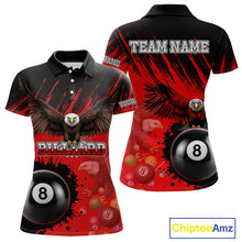 Load image into Gallery viewer, Personalized Eagle 8 Ball Pool Billiard Shirt For Women, Billiard Jerseys Team Polo & 1/4 Zip|Red TDM3826