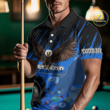 Load image into Gallery viewer, Personalized Eagle 8 Ball Pool Billiard Shirt For Men, Billiard Jerseys Team Polo & 1/4 Zip|Blue TDM3827
