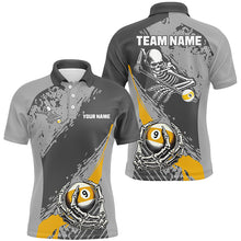 Load image into Gallery viewer, 9 Ball Skeleton Custom Billiard Polo & 1/4 Zip Shirts For Men, Funny 9 Ball Pool Billiard Jerseys TDM2417