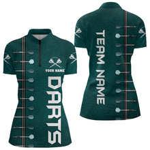 Load image into Gallery viewer, Personalized Dark Green Dart Polo & Quarter Zip Shirts For Women Custom Dart Jerseys Dart Team Shirt TDM3131