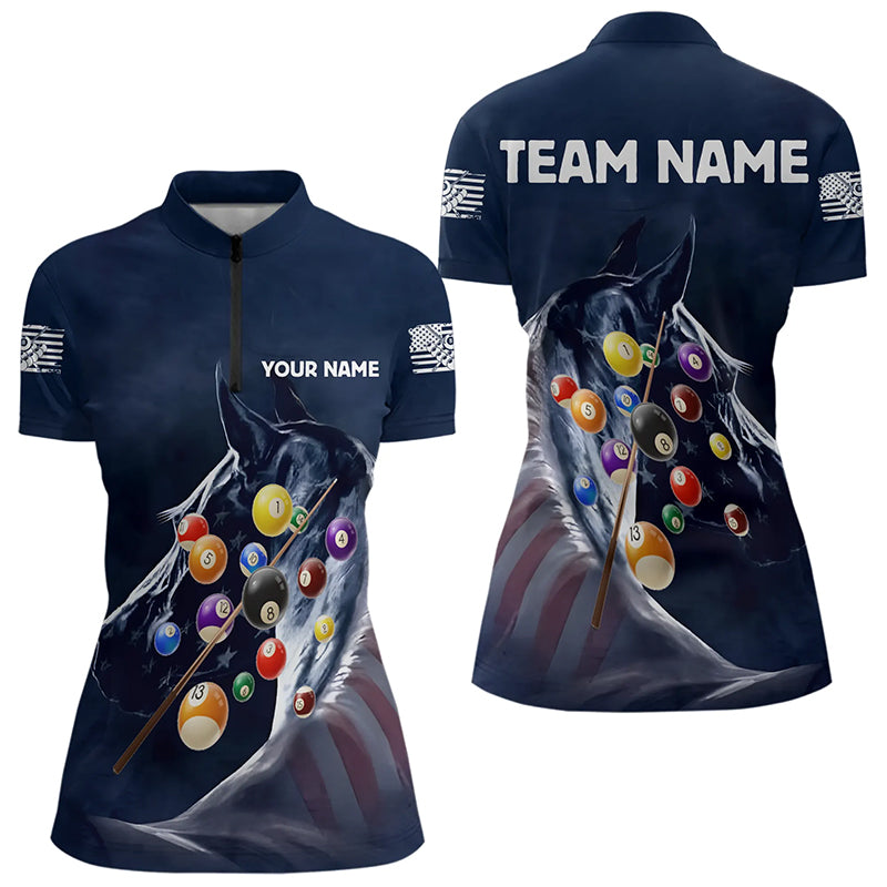 Personalized See Waves 3D Billiard Balls Pool Shirts For Women Custom Blue Navy Billiard Jerseys TDM3165