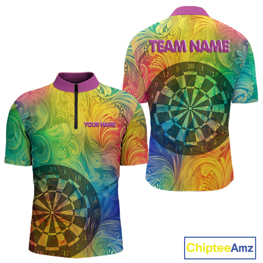 Personalized Funny Colorful Dart Shirt Polo & 1/4 Zip For Men Custom Dart Jerseys Team Outfit TDM3844