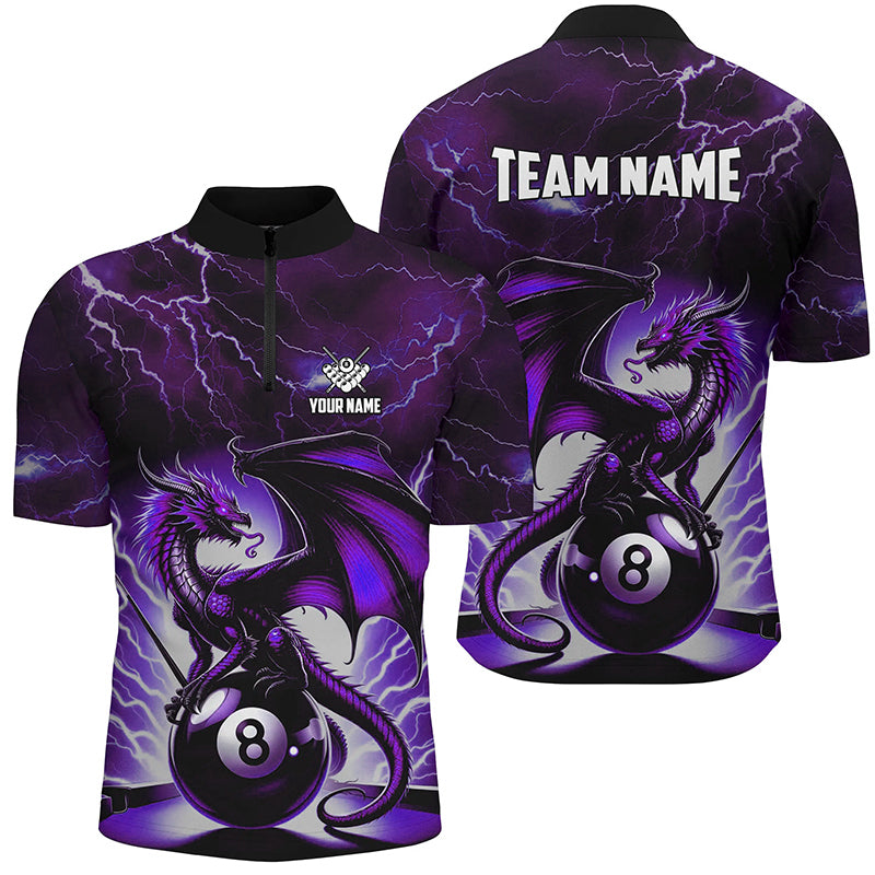 Lightning Thunder Dragon Custom Purple 8 Ball Pool Shirts For Men, Billiard Team League Jerseys TDM1758