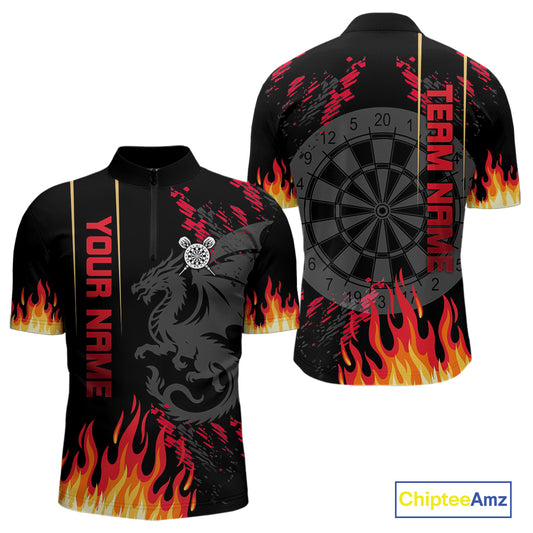 Red Black Dragon Dartboards Custom Flame Dart Shirts For Men, Dart Team Jerseys NYN0081