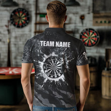 Load image into Gallery viewer, Black Grey Grunge Camo Darts Shirt For Men Custom Dart Jersey Pocket Option TDM3539