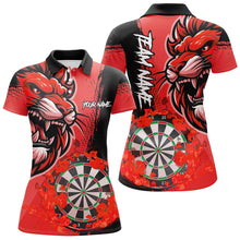 Load image into Gallery viewer, Red Funny Darts Flame Lion Custom Polo & Quarter-Zip, Personalized Women Dart Shirts Dart Jerseys TDM2959