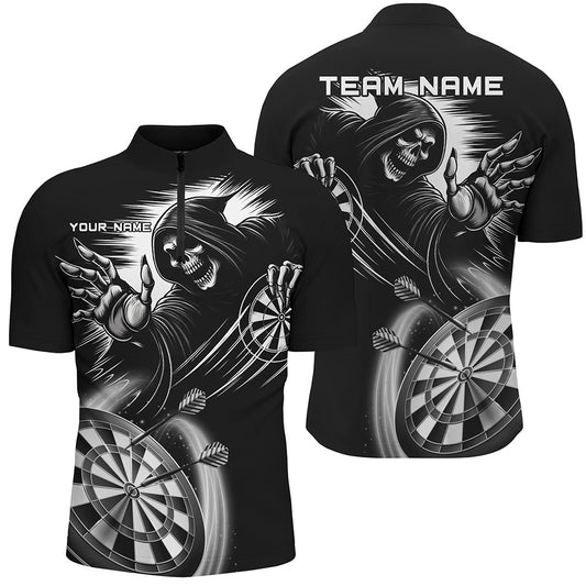 Personalized Black White Grim Reaper Dart Shirts For Men Custom Dart Jerseys Team Uniform TDM2961