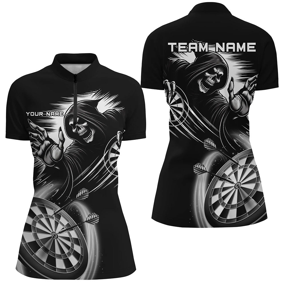 Personalized Black White Grim Reaper Dart Shirts For Women Custom Dart Jerseys Team Uniform TDM2961