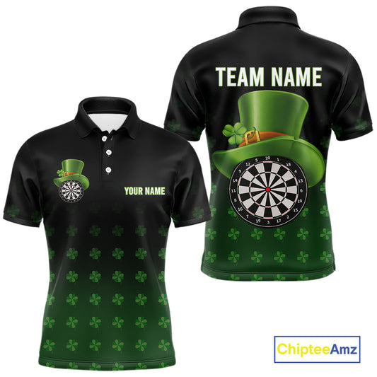 Black And Green St Patrick Day Shamrock Darts Shirt For Men Custom Lucky Darts Team Jersey TDM5705