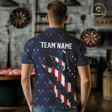 Load image into Gallery viewer, Personalized American Flag Navy Dart Pattern Polo & Quarter Zip For Men, Patriotic Darts Jersey TDM4996