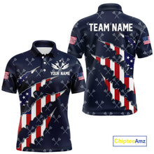 Load image into Gallery viewer, Personalized American Flag Navy Dart Pattern Polo & Quarter Zip For Men, Patriotic Darts Jersey TDM4996