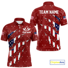 Load image into Gallery viewer, Personalized American Flag Red Dart Pattern Polo & Quarter Zip For Men, Patriotic Darts Jersey TDM4997