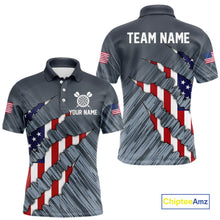 Load image into Gallery viewer, American Flag Grey Grunge Darts Polo & Quarter Zip Custom Dart Shirt For Men Patriotic Dart Jersey TDM4998