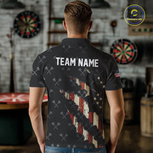 Load image into Gallery viewer, Vintage American Flag Darts Polo & Quarter Zip Custom Darts Shirt For Men, Patriotic Darts Jersey TDM4999