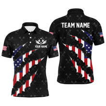 Load image into Gallery viewer, Personalized American Flag Darts Pattern Men Polo & 1/4 Zip Shirts, Black Patriotic Dart Jerseys TDM2728