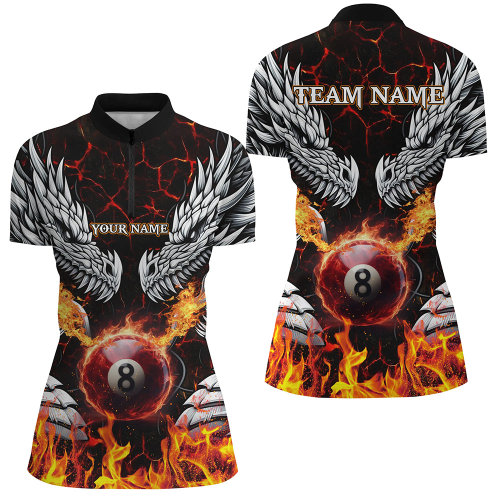 Personalized Dragon Fire Flame 8 Ball Pool Women Billiard Shirts Team League Billiard Jerseys TDM3230