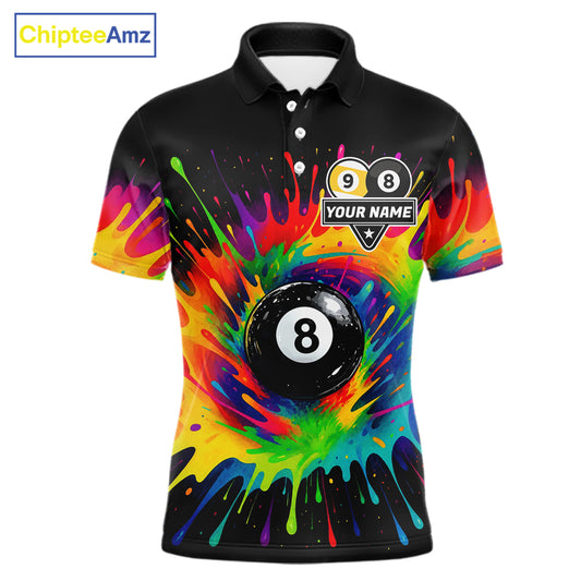 Colorful Splatter Billiard Jersey Funny 8 Ball & 9 Ball Billiard Shirts For Men Custom Pool Jersey TDM7562