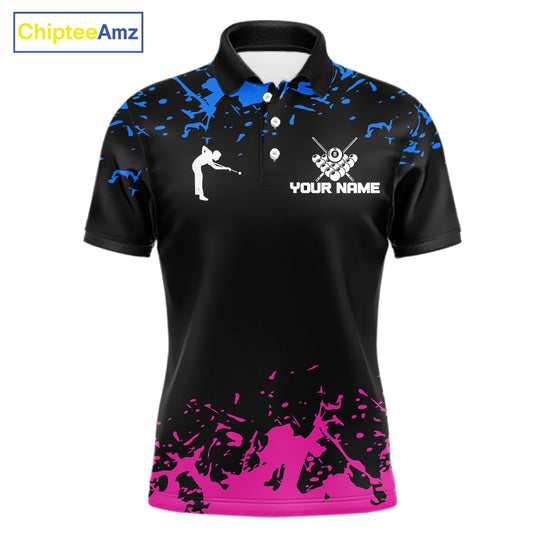 Personalized Black, Blue And Pink 8 Ball Billiard Shirts For Men Custom Pool Team Jersey TDM7570